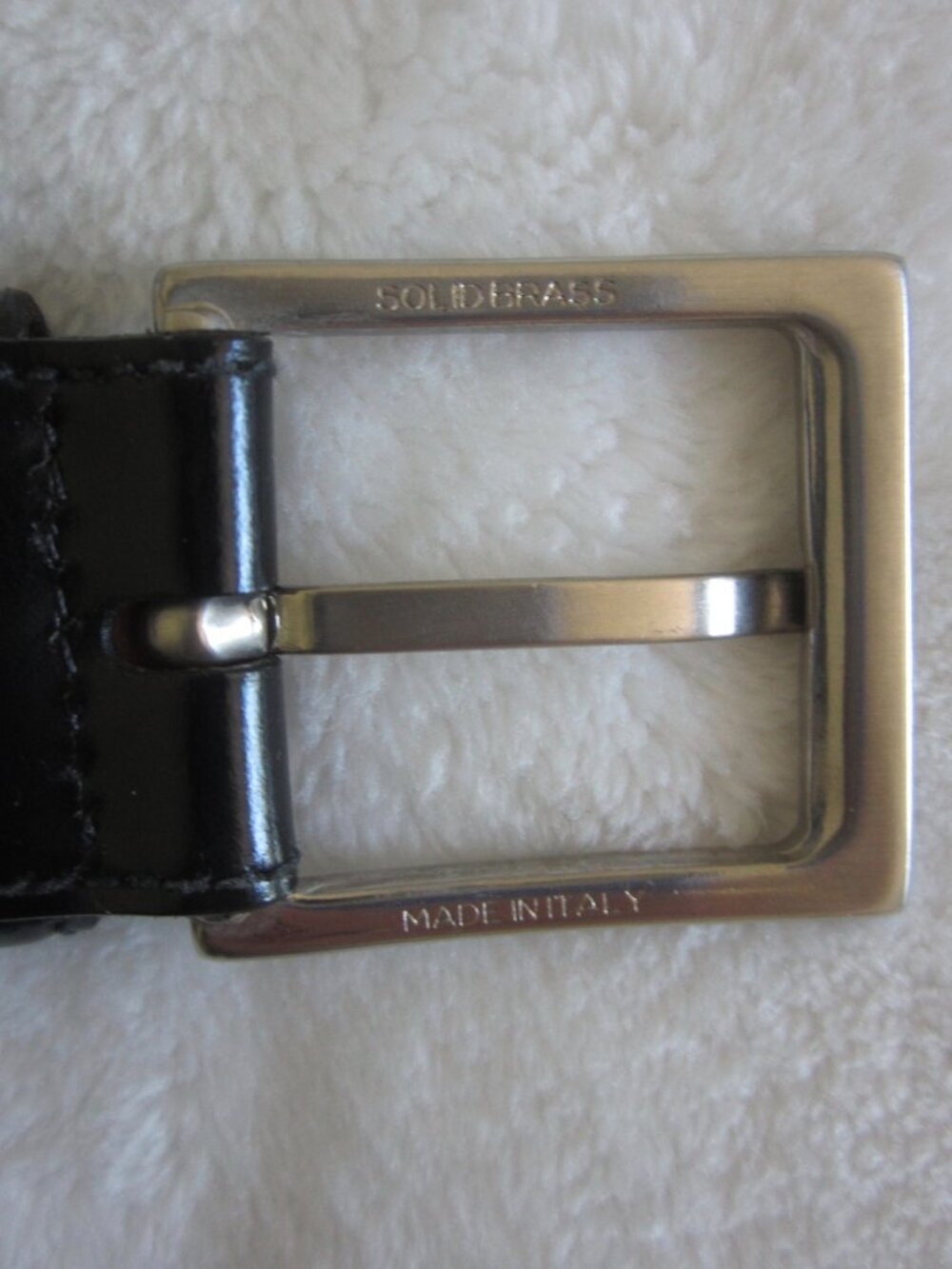 TRAFALGAR Black Leather Belt Made in USA Italian Solid Brass Buckle Men's 36 - Picture 8 of 8